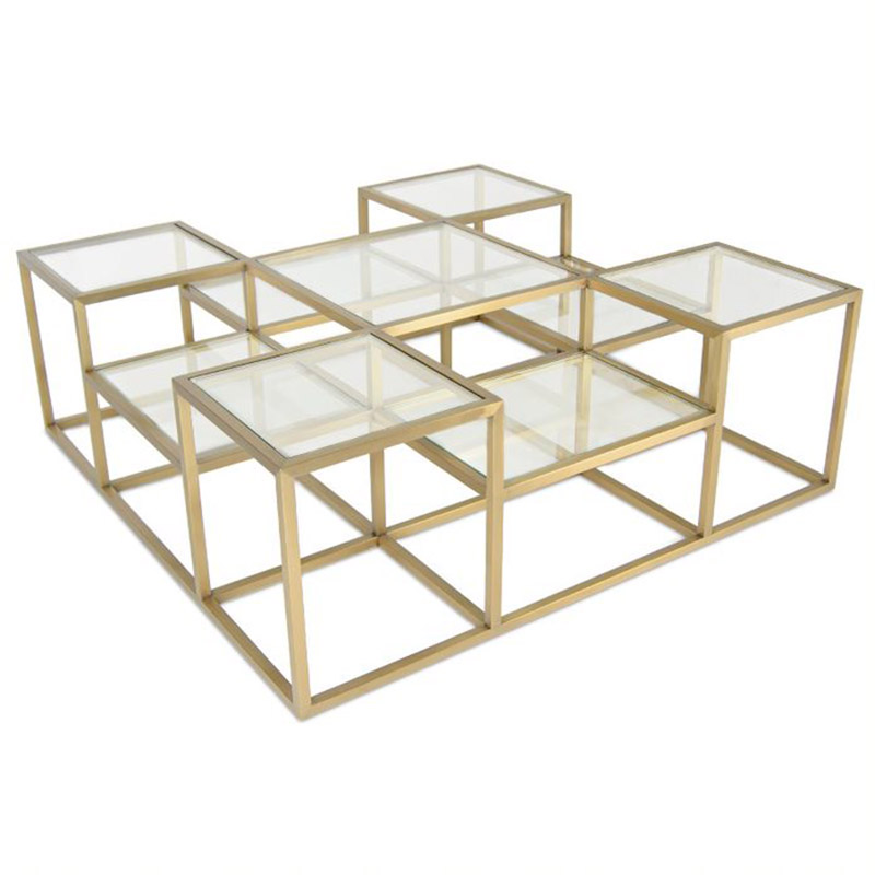 Кофейный стол Elodia Coffee Table Прозрачное Стекло матовое золото Кофейный стол Elodia Coffee Table Прозрачное Стекло матовое золото в Тюмени | Loft Concept