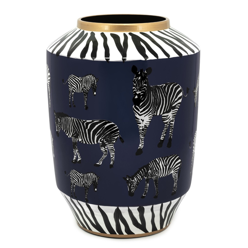 Ваза VASE ZEBER CYL Черно-белый Синий Ваза VASE ZEBER CYL Черно-белый Синий в Тюмени | Loft Concept