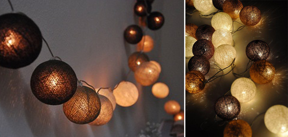 Гирлянда хлопковые фонарики Сotton Ball Brown - Loft-Concept в Тюмени