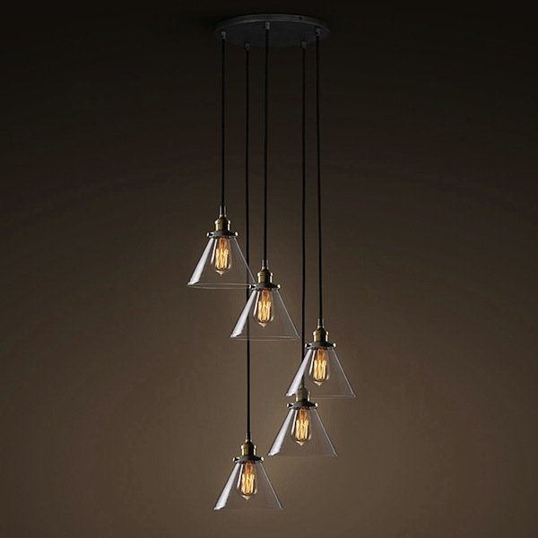 Подвесной светильник Loft Clear Glass Wide Cloche 5 Черный Подвесной светильник Loft Clear Glass Wide Cloche 5 Черный в Тюмени | Loft Concept