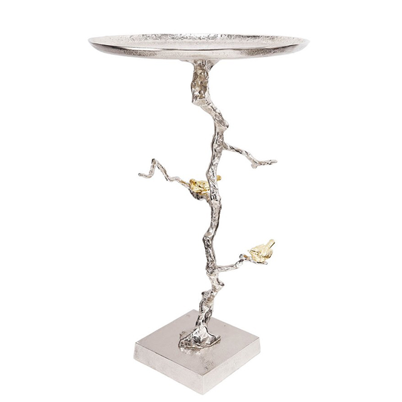 Приставной столик Tree Branch & Bird Сатиновое Серебро Золотой Приставной столик Tree Branch & Bird Сатиновое Серебро Золотой в Тюмени | Loft Concept
