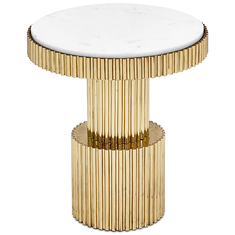 Приставной стол Brass Column Side Table Белый Латунь Приставной стол Brass Column Side Table Белый Латунь в Тюмени | Loft Concept