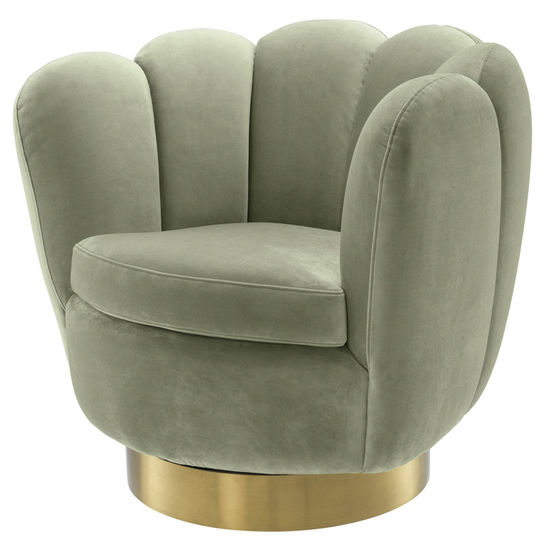 Кресло Eichholtz Swivel Chair Mirage pistache green Зеленый шалфей Матовая латунь Кресло Eichholtz Swivel Chair Mirage pistache green Зеленый шалфей Матовая латунь в Тюмени | Loft Concept