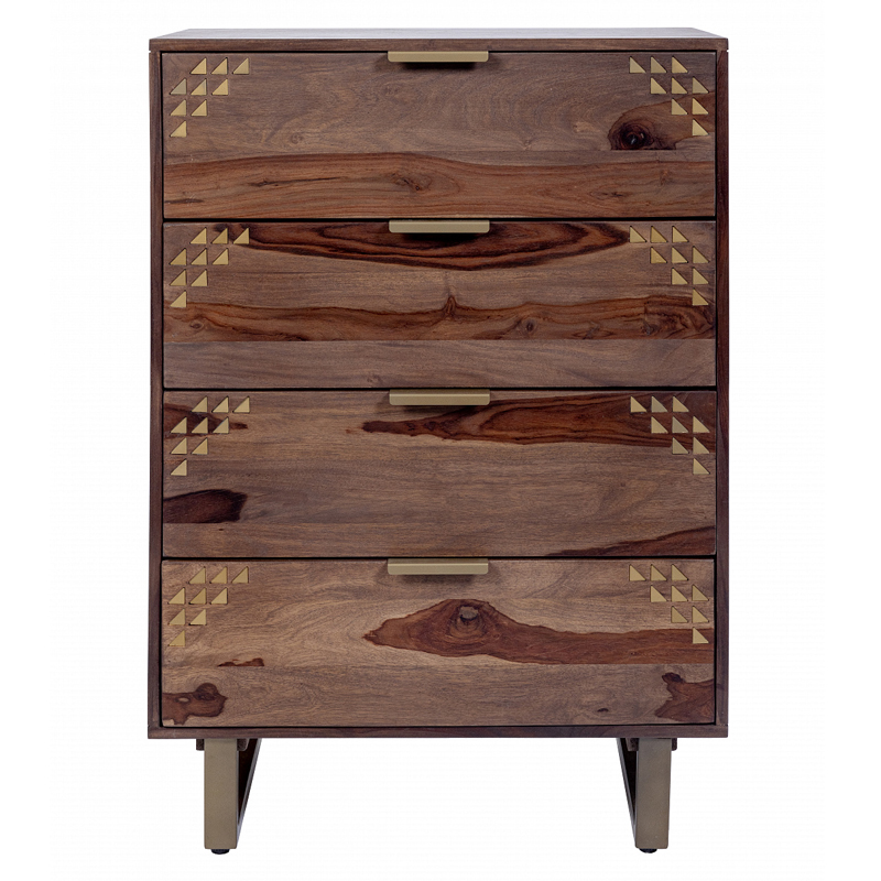 Тумба с выдвижными ящиками из массива дерева Шишам Indian Rosewood Коричневый Золотой Тумба с выдвижными ящиками из массива дерева Шишам Indian Rosewood Коричневый Золотой в Тюмени | Loft Concept