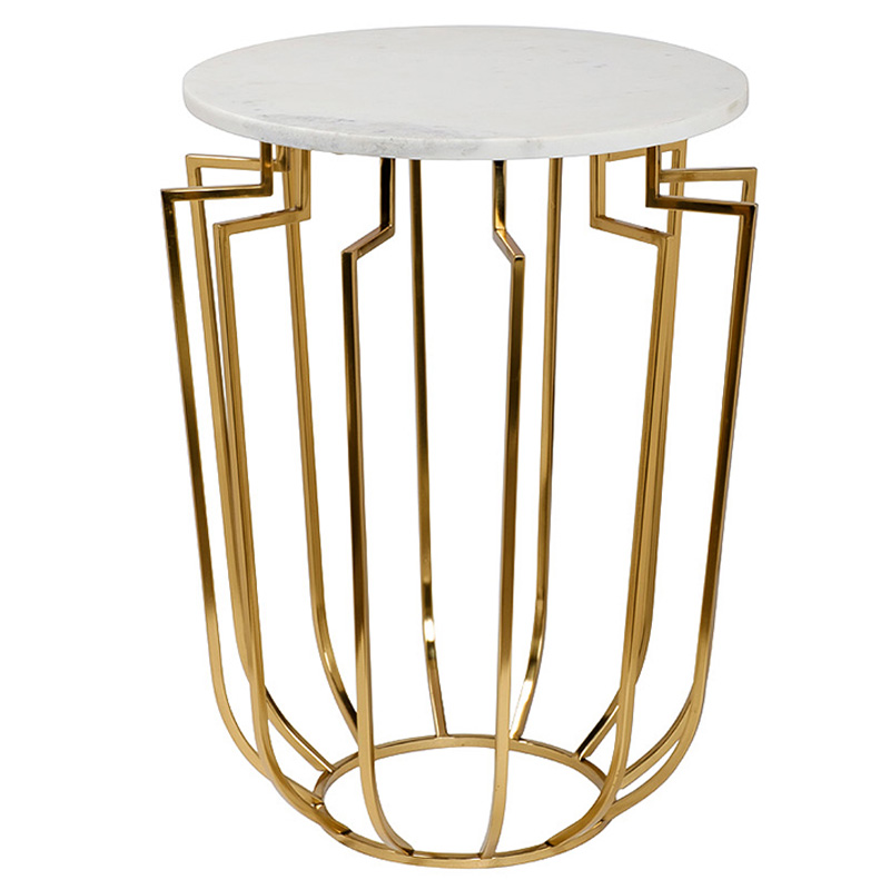 Приставной стол Embret Marble Side Table Глянцевое золото Белый Мрамор Bianco Приставной стол Embret Marble Side Table Глянцевое золото Белый Мрамор Bianco в Тюмени | Loft Concept