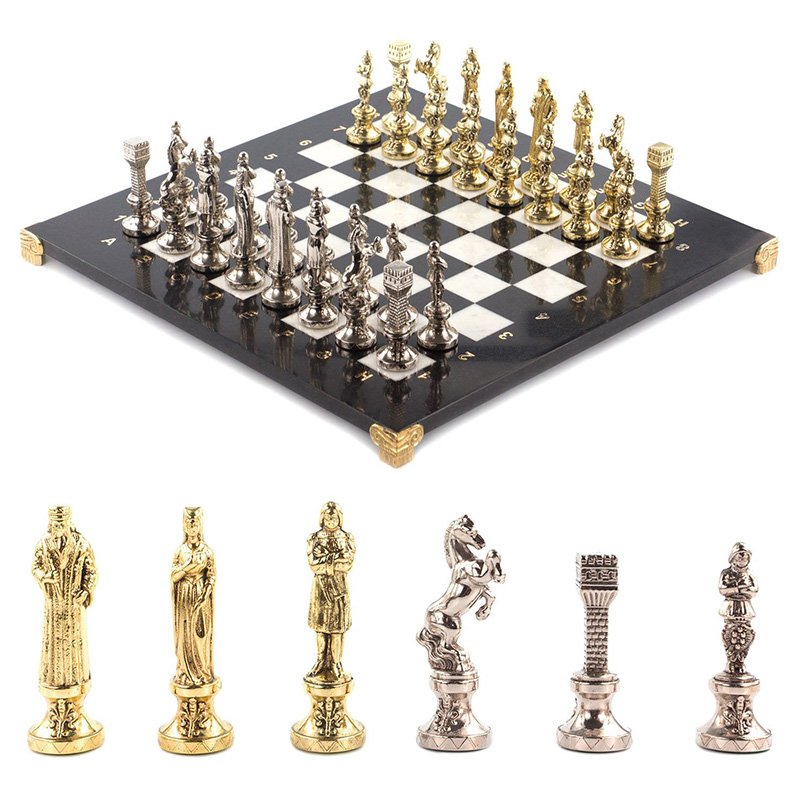 Шахматы Ренессанс с доской из натурального мрамора Decorative Thematic Chess Золотой Серебряный Черный Белый Шахматы Ренессанс с доской из натурального мрамора Decorative Thematic Chess Золотой Серебряный Черный Белый в Тюмени | Loft Concept