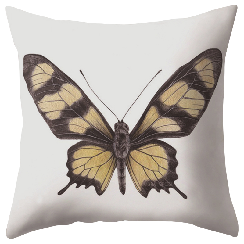 Декоративная подушка Yellow Butterfly Белый Желтый Черный в Тюмени | Loft Concept 