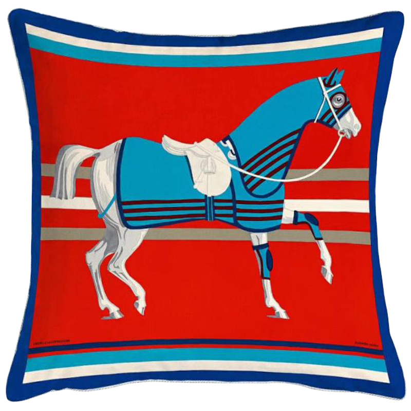 Декоративная подушка Hermes Horse 65 Красный Голубой Синий Мульти Декоративная подушка Hermes Horse 65 Красный Голубой Синий Мульти в Тюмени | Loft Concept