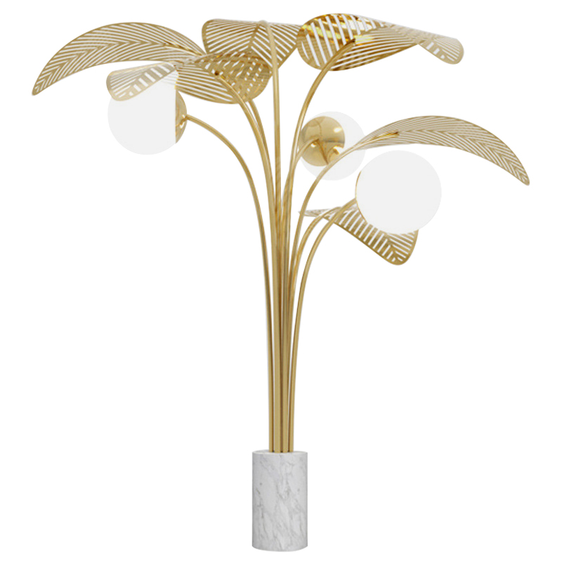 Торшер Palm Tree Light Three Floor Lamp Белый Золотой Белый Мрамор Bianco Торшер Palm Tree Light Three Floor Lamp Белый Золотой Белый Мрамор Bianco в Тюмени | Loft Concept