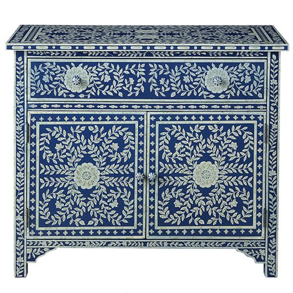 Комод инкрустация костью ORIENTAL Indian синий орнамент Синий в Тюмени | Loft Concept 