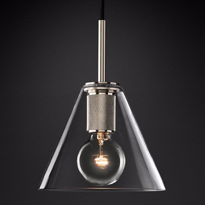 Подвесной светильник RH Utilitaire Funnel Pendant Silver Никель Прозрачное Стекло Подвесной светильник RH Utilitaire Funnel Pendant Silver Никель Прозрачное Стекло в Тюмени | Loft Concept