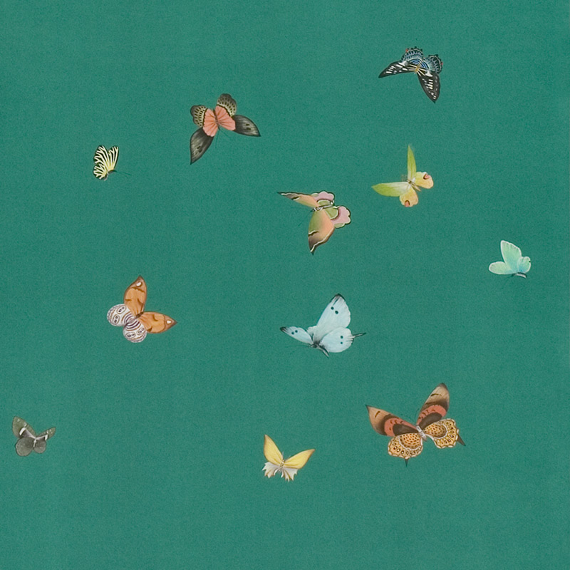 Обои ручная роспись Butterflies Emerald on green dyed paper Обои ручная роспись Butterflies Emerald on green dyed paper в Тюмени | Loft Concept