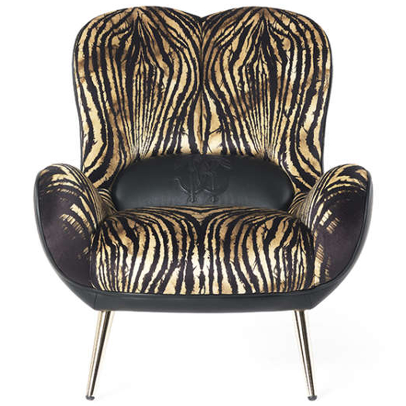 Дизайнерское Кресло Tifnit Armchairs стиль Roberto Cavalli II Черный Бежевый Золотой Дизайнерское Кресло Tifnit Armchairs стиль Roberto Cavalli II Черный Бежевый Золотой в Тюмени | Loft Concept