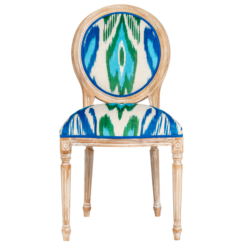 Мягкий стул с узором Ikat Pattern Белый Коричневый Мульти Мягкий стул с узором Ikat Pattern Белый Коричневый Мульти в Тюмени | Loft Concept