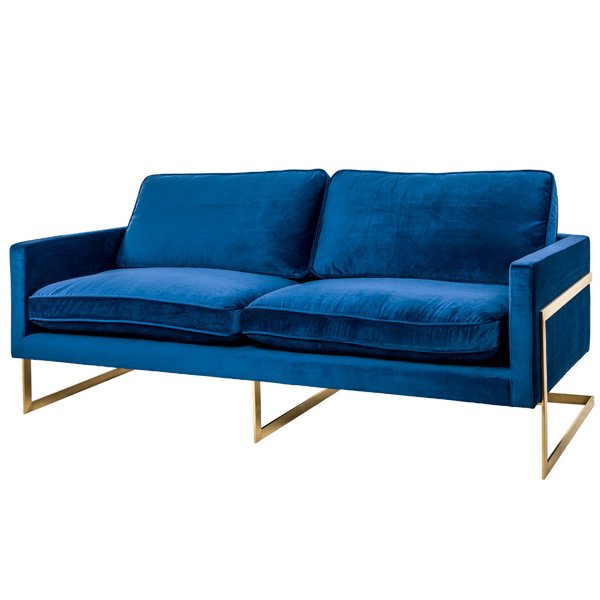 Диван бархатный Accent Velvet Sofa Золотой Синий Диван бархатный Accent Velvet Sofa Золотой Синий в Тюмени | Loft Concept
