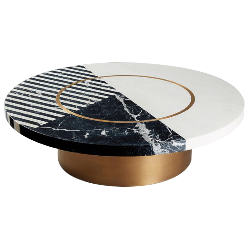 Кофейный стол Mercado Marble Brass Coffee Table Черно-белый Латунь Кофейный стол Mercado Marble Brass Coffee Table Черно-белый Латунь в Тюмени | Loft Concept