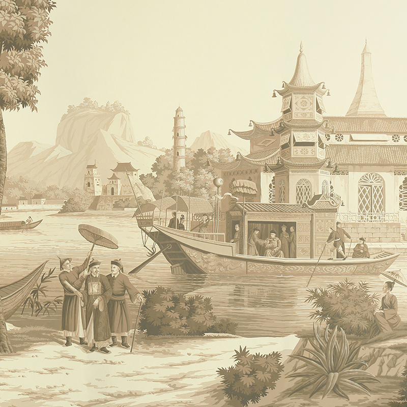 Обои ручная роспись Procession Chinoise Sepia on scenic paper Обои ручная роспись Procession Chinoise Sepia on scenic paper в Тюмени | Loft Concept