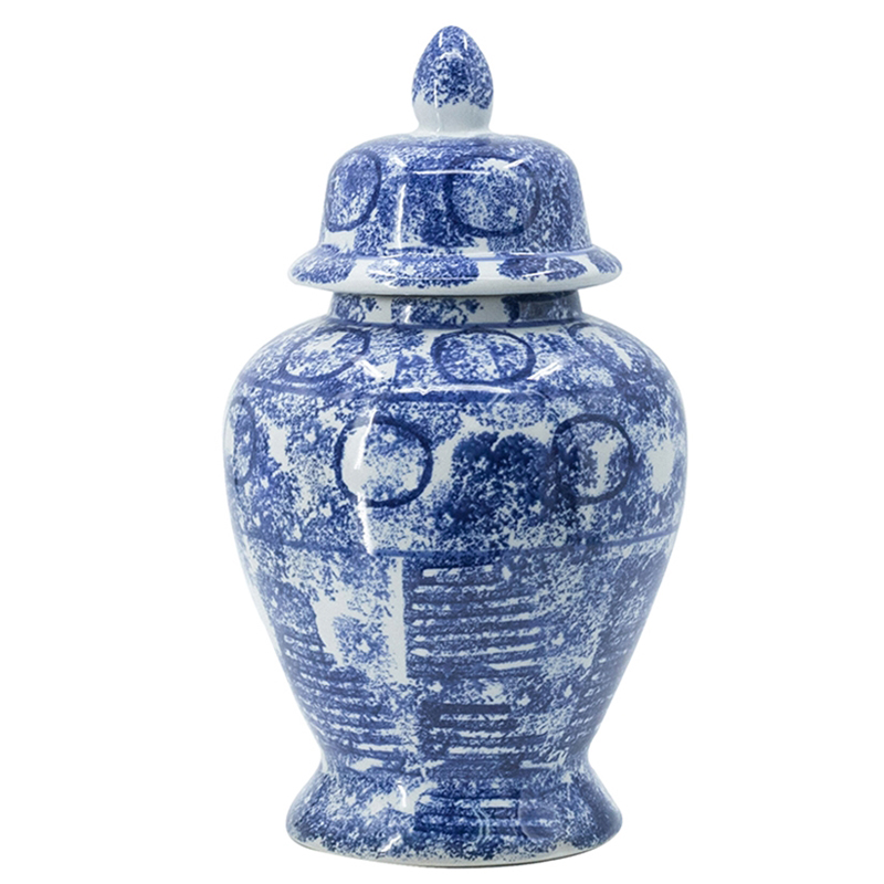 Ваза с крышкой Abstraction Vase Синий Белый Ваза с крышкой Abstraction Vase Синий Белый в Тюмени | Loft Concept