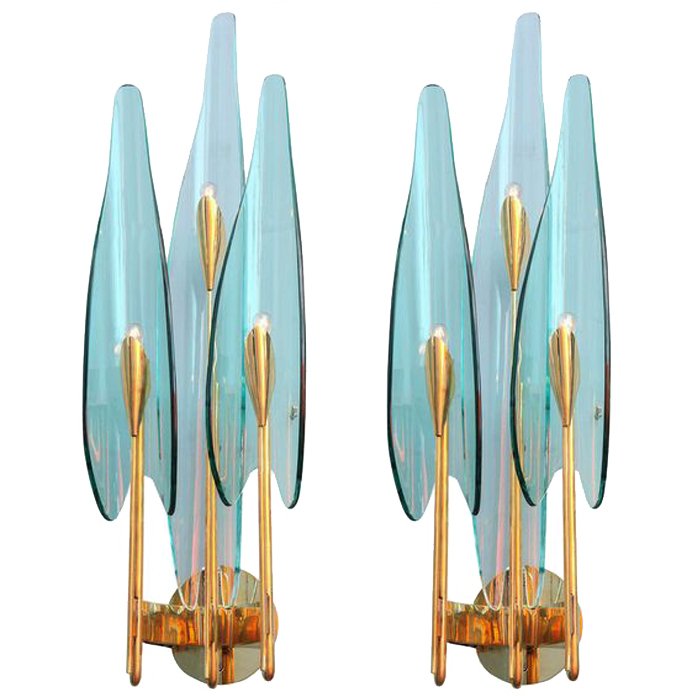 Бра Max Ingrand for Fontana Arte Sconces Золотой Синий Бра Max Ingrand for Fontana Arte Sconces Золотой Синий в Тюмени | Loft Concept