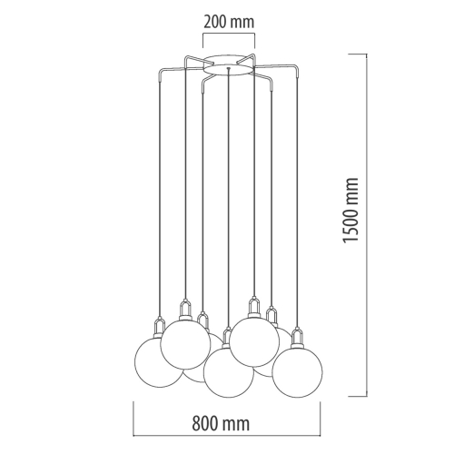 Люстра с 7-ю плафонами из прозрачного стекла в форме шара Orb Cascade  в Тюмени