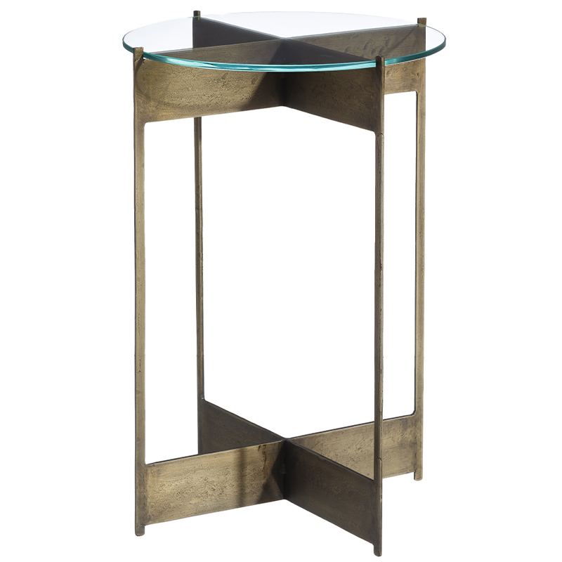 Круглый приставной столик со стеклянной столешницей Lochlan Side Table Бронза Прозрачное Стекло Круглый приставной столик со стеклянной столешницей Lochlan Side Table Бронза Прозрачное Стекло в Тюмени | Loft Concept