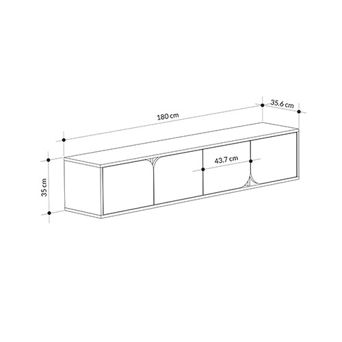 ТВ-тумба подвесная цвета древесины с 4-мя темно-серыми дверцами SPARK TV STAND OAK ANTHRACITE в Тюмени
