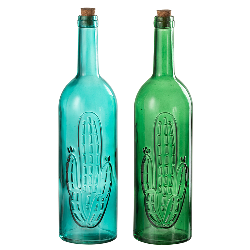 Набор декоративных бутылок Blue Green Cactus Голубой Зеленый Набор декоративных бутылок Blue Green Cactus Голубой Зеленый в Тюмени | Loft Concept
