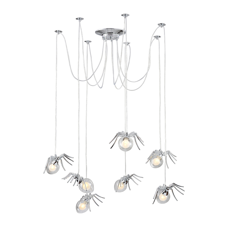 Люстра серебряная Паук Spiders lamp 7 Серебряный Прозрачный Люстра серебряная Паук Spiders lamp 7 Серебряный Прозрачный в Тюмени | Loft Concept