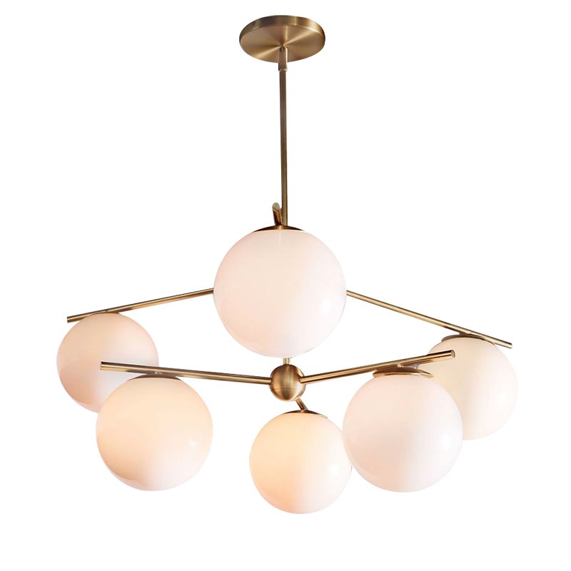 Люстра Sphere Stem 6-Light Chandelier Bronze Латунь Белый Люстра Sphere Stem 6-Light Chandelier Bronze Латунь Белый в Тюмени | Loft Concept