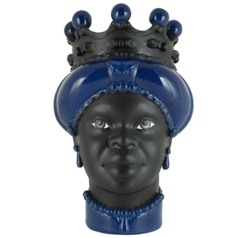 Ваза VASE MORO LADY CROWN DARK blue Черный Синий Ваза VASE MORO LADY CROWN DARK blue Черный Синий в Тюмени | Loft Concept