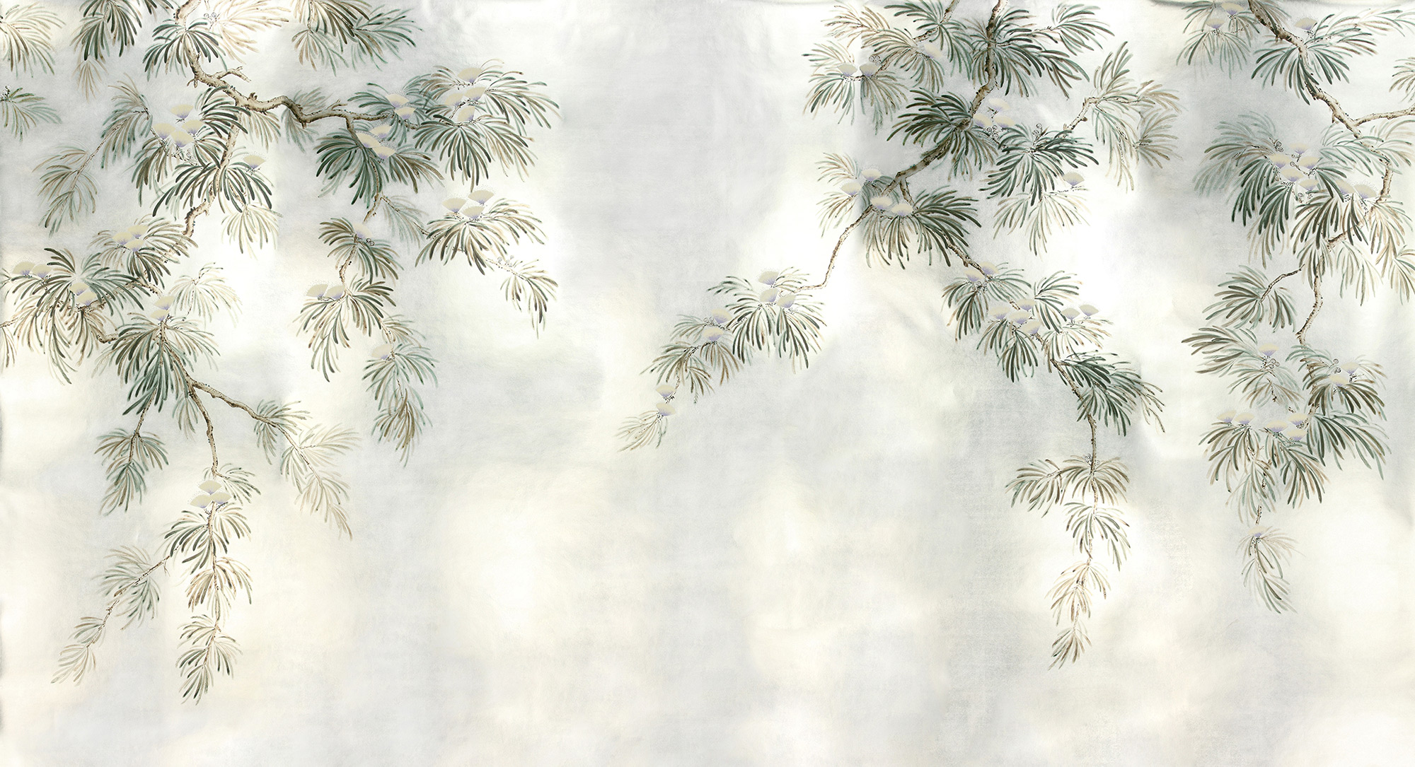 Обои ручная роспись Silk Tree Original colourway on White Metal gilded paper Обои ручная роспись Silk Tree Original colourway on White Metal gilded paper - постер Loft-Concept в Тюмени