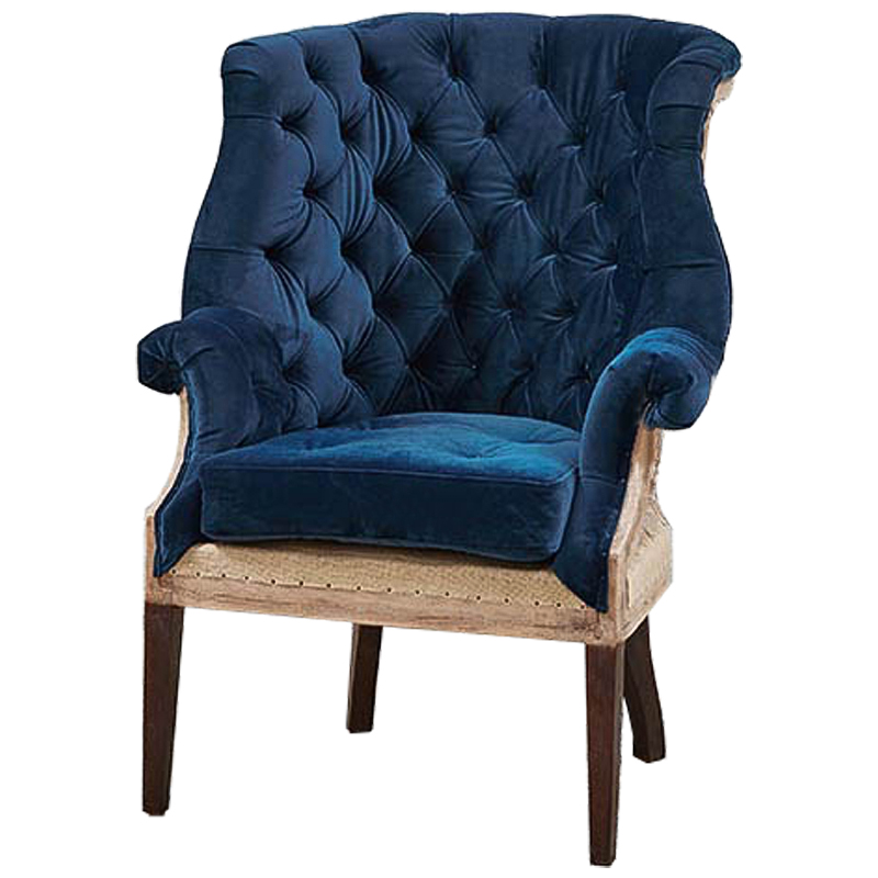 Кресло Gamilton Armchair Blue Синий Коричневый Кресло Gamilton Armchair Blue Синий Коричневый в Тюмени | Loft Concept