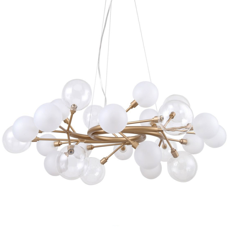 Люстра Berries Chandelier White 85 матовое золото Прозрачный Прозрачный белый Люстра Berries Chandelier White 85 матовое золото Прозрачный Прозрачный белый в Тюмени | Loft Concept