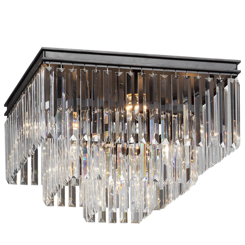 Потолочный светильник ODEON CLEAR GLASS 3-TIER 52 см Черный Потолочный светильник ODEON CLEAR GLASS 3-TIER 52 см Черный в Тюмени | Loft Concept
