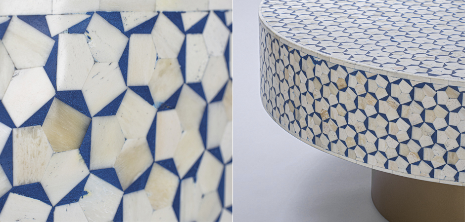 Стол голубой отделка кость BONE INLAY COFFEE TABLE Стол голубой отделка кость BONE INLAY COFFEE TABLE - Loft-Concept в Тюмени