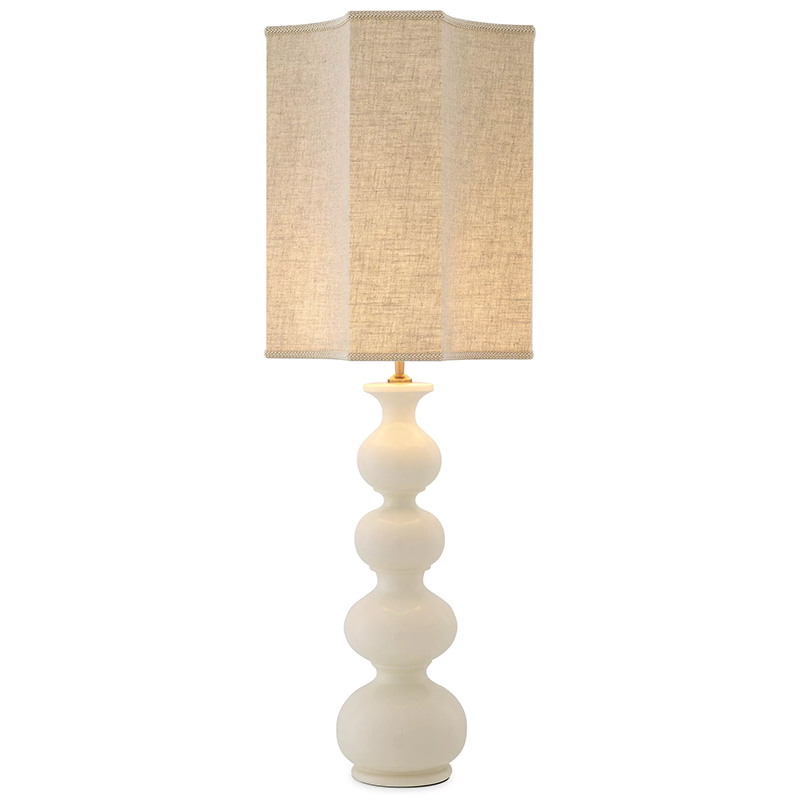 Настольная лампа Eichholtz Table Lamp Mabel Ceramic Бежево-серый Латунь Белый Настольная лампа Eichholtz Table Lamp Mabel Ceramic Бежево-серый Латунь Белый в Тюмени | Loft Concept