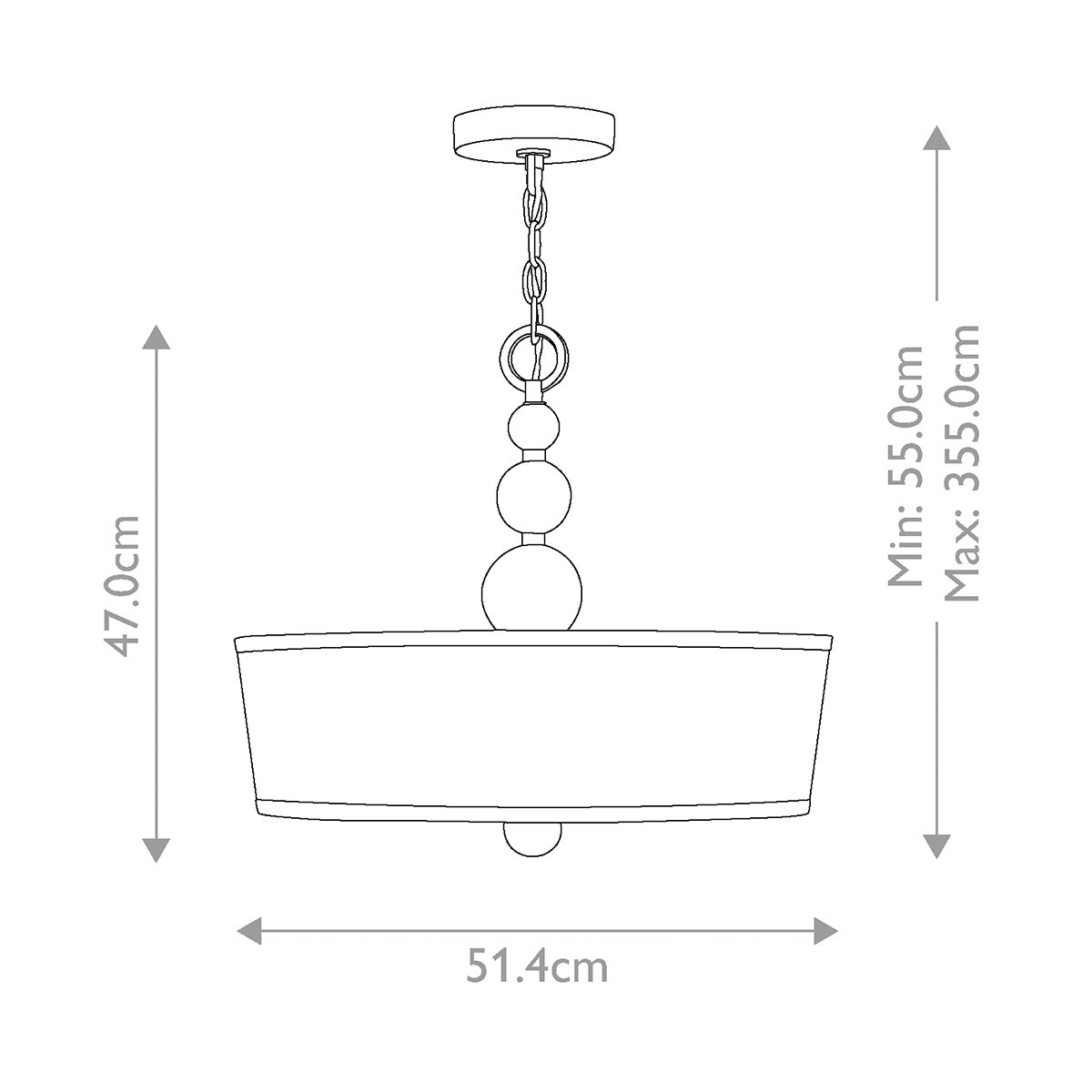 Люстра подвесная с белым тканевым цилиндрическим абажуром и декоративными шарами Hinkley в Тюмени