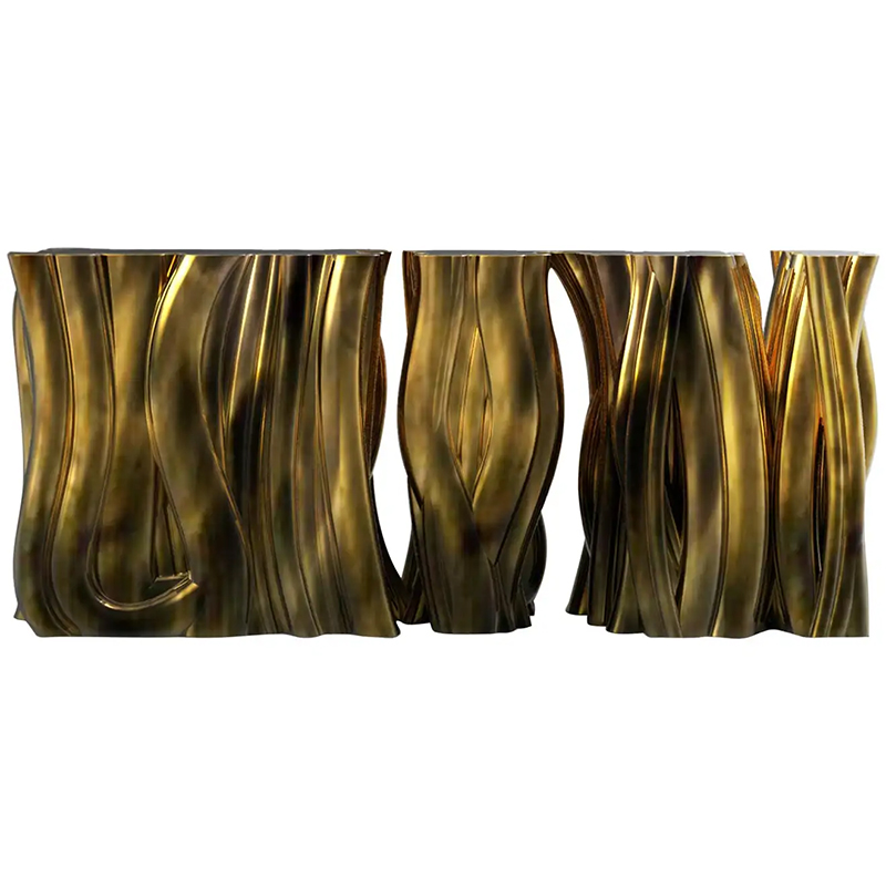 Консоль Модульная Monochrome Console Gold in Molded Fiberglass Золотой Консоль Модульная Monochrome Console Gold in Molded Fiberglass Золотой в Тюмени | Loft Concept