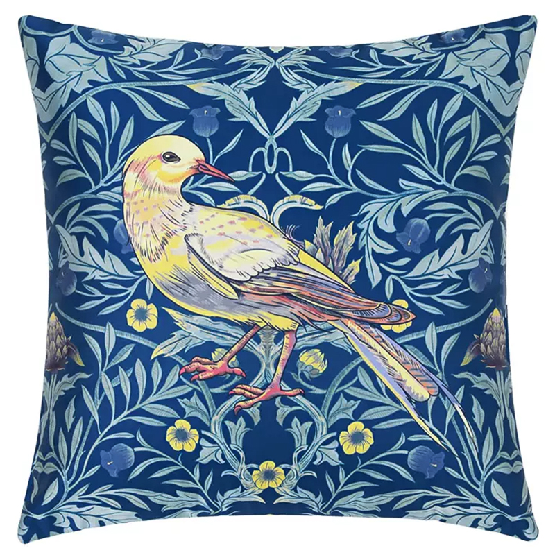 Декоративная подушка Bird and Flower Pattern Cushion Синий Мульти Декоративная подушка Bird and Flower Pattern Cushion Синий Мульти в Тюмени | Loft Concept