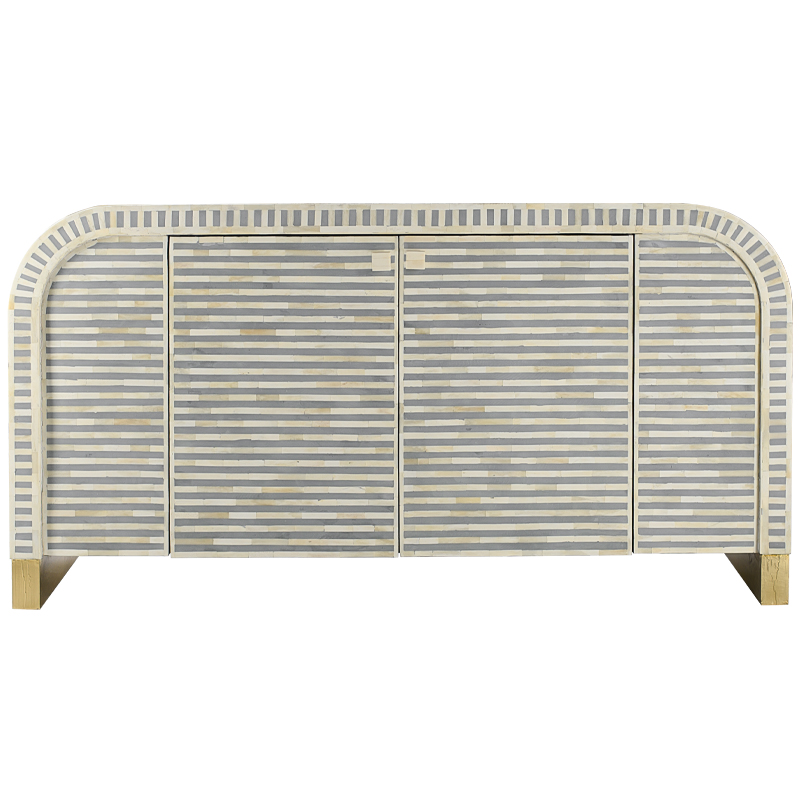 Комод серый с инкрустацией костью Bone Inlay Buffet gray Серый Белый Золотой Комод серый с инкрустацией костью Bone Inlay Buffet gray Серый Белый Золотой в Тюмени | Loft Concept