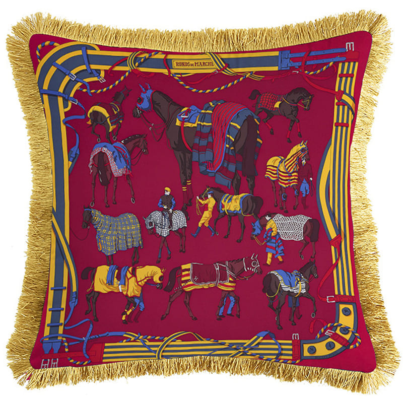 Декоративная подушка Hermes Horses Red 134 Красный Мульти Золотой Декоративная подушка Hermes Horses Red 134 Красный Мульти Золотой в Тюмени | Loft Concept