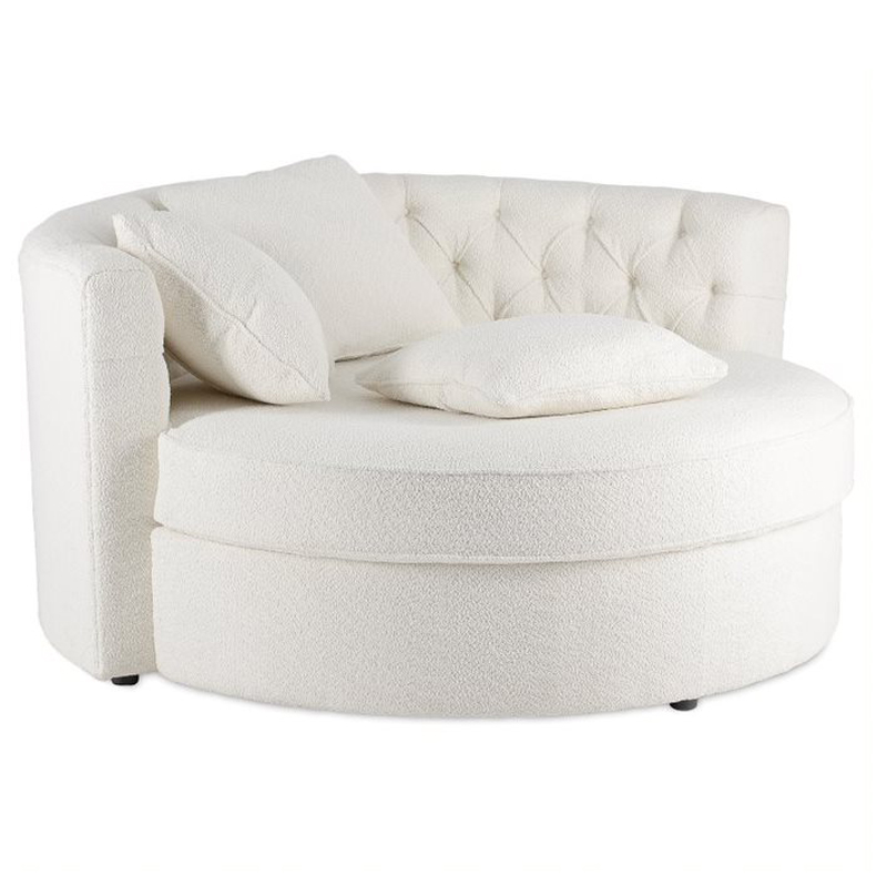 Кушетка круглая с обивкой из ткани букле Milky Boucle Chair Белая Молочный Кушетка круглая с обивкой из ткани букле Milky Boucle Chair Белая Молочный в Тюмени | Loft Concept