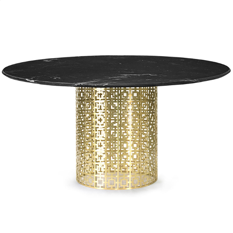 Обеденный стол Jonathan Adler Nixon Dining Table Черная столешница мрамор Золотой Черный Мрамор Nero в Тюмени | Loft Concept 