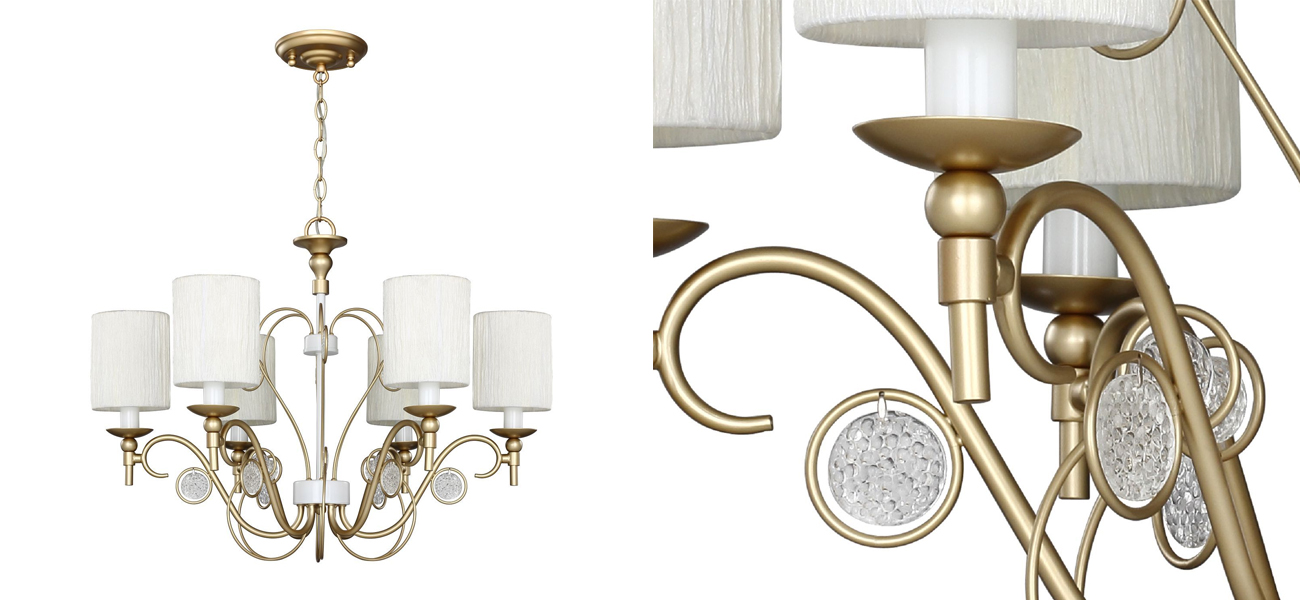 Ажурная люстра с тканевыми плафонами Montpellier D68 см - фото