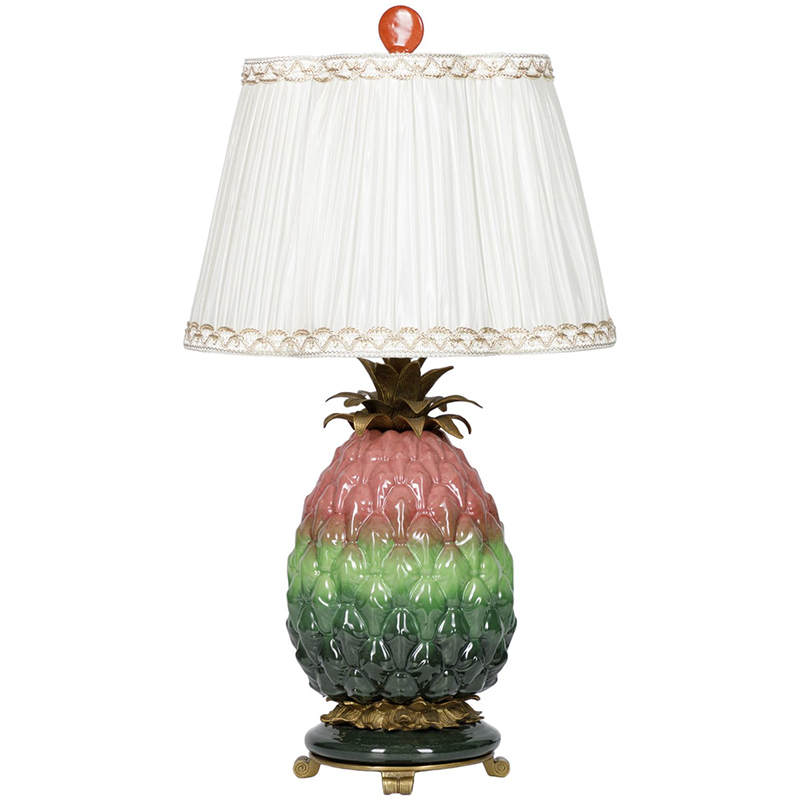 Настольная лампа с абажуром Pineapple Pink Green Table Lamp Белый Розовый Зеленый Салатовый Бронза Настольная лампа с абажуром Pineapple Pink Green Table Lamp Белый Розовый Зеленый Салатовый Бронза в Тюмени | Loft Concept