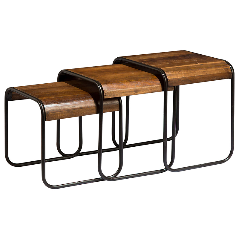 Комплект из 3-х приставных столов Sydney Side Tables Коричневый Черный Комплект из 3-х приставных столов Sydney Side Tables Коричневый Черный в Тюмени | Loft Concept