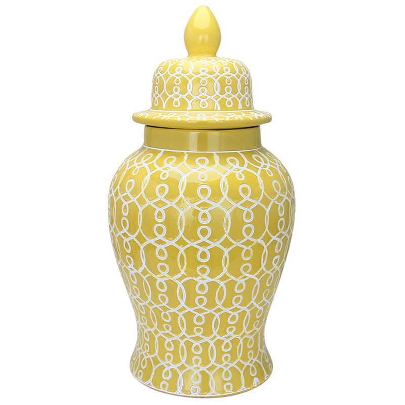 Ваза с крышкой Ceramic Yellow White Ornament Vase Желтый Белый Ваза с крышкой Ceramic Yellow White Ornament Vase Желтый Белый в Тюмени | Loft Concept