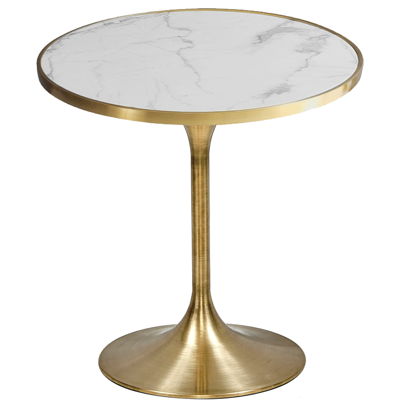 Обеденный стол Lovisa Table Circle Белый Латунь сатинированная Обеденный стол Lovisa Table Circle Белый Латунь сатинированная в Тюмени | Loft Concept