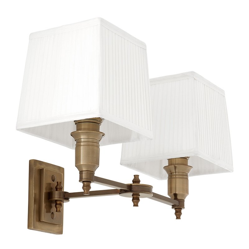 Бра Wall Lamp Lexington Double Brass+White Латунь Античная полированная Белый Бра Wall Lamp Lexington Double Brass+White Латунь Античная полированная Белый в Тюмени | Loft Concept