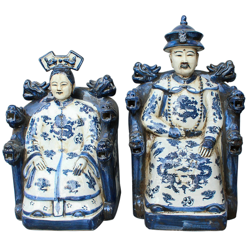 Комплект из двух статуэток Emperor and Empress Белый Синий Комплект из двух статуэток Emperor and Empress Белый Синий в Тюмени | Loft Concept